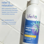 LIFE-FLO Magnesium Lotion and Pure Magnesium Oil Spray Bundle - with Magnesium Chloride from The Zechstein Seabed - 100% Magnesium Oil for Feet and Body and Unscented Lotion (8 Oz Pack of 2, Vanilla)