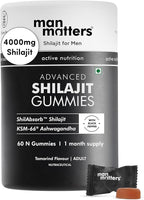 Man Matters 4000 mg Pure Shilajit Gummies | 75%+ Fulvic Acid & 85+ Trace Minerals | Sugar-Free, Vegan, Non-GMO | KSM-66 Ashwagandha | 3.5X Bioavailability | 60 Gummies, 30-Day Supply | Lab Tested