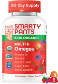 SmartyPants Organic Kids Multivitamin Gummies: Omega 3 (ALA), Beta Carotene, Vitamin B12, B6, A, K & Zinc for Immune Support, Biotin, Vegetarian, Three Fruit Flavors, 120 Count (30 Day Supply)