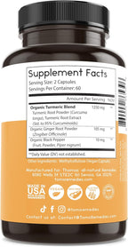 Thomas' all-natural Remedies Turmeric Curcumin and Ginger with Black Pepper, Organic Turmeric Joint Support Supplement- 95% Curcumin - NO fillers, Vegan - 120ct