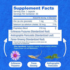 HybridCR Rapid Immunity Supplement | Zinc, Echinacea, Andrographis, Ginseng, Selenium, Gluten-Free & Non-GMO | 5-in-1 Immune Support Supplement | Pharmacist Formulated 1 Month Supply (30 Veggie Caps)