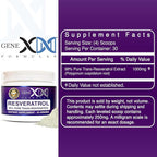 GENEX Trans Resveratrol 1000mg Powder Serving 99% Pure Micronized Pharmaceutical Grade | 30 Servings/30Grams | 1 Gram Per Day 30-Day Supply Made in a GMP & NSF Certified Facility