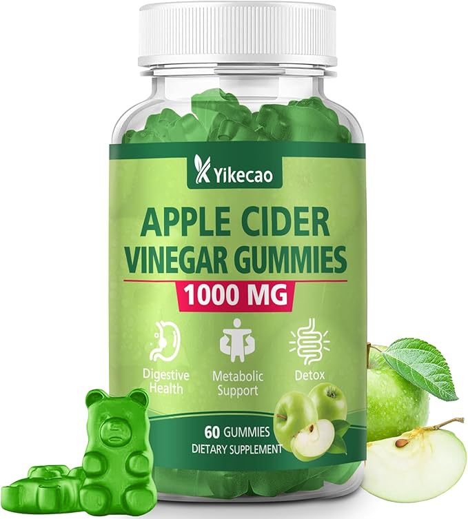 Apple Cider Vinegar Gummies, 1000mg ACV Gummies with The Mother & B12, Apple Cider Vinegar for Digestion, Metabolism, Gut & Energy Support, Immune Health, Keto-Friendly, Vegan, Non-GMO, 60 Count