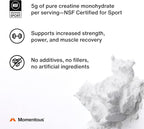 Momentous Creatine Monohydrate Powder - Creatine Powder - Supports Strength, Lean Muscle, & Recovery for Men & Women - NSF Certified for Sport - 5 g per Serving - 90 Servings