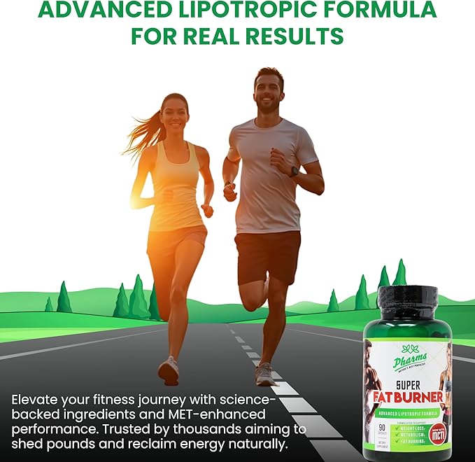 Pharma Natural - Super Fat Burner - Advanced Lipotropic Formula with MCT Oil - Weight Loss Support Metabolism Booster Fat Burning Supplement for Men and Women - 90 Capsules