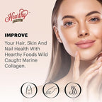 HEARTHY FOODS Marine Collagen Powder 16 Oz - Sourced from Wild-Caught Fish, Pescatarian Friendly, Keto Certified & Non-GMO Verified - Easy to Mix in Water - 45 Servings