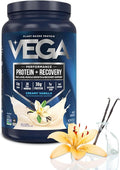 Vega Sport Vegan Protein Powder + Recovery - 30g Plant Based Protein per Serving, Vanilla, 20 Servings, 5g BCAAs, Probiotics, NSF Certified, for Shakes & Smoothies, 1.8lbs (Packaging May Vary)