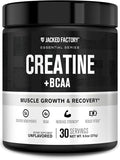 Jacked Factory Creatine + BCAAs - Creatine Monohydrate + BCAA Powder for Increased Post-Workout Recovery, Performance, Lean Muscle Growth, & Reduced Fatigue - 30 Servings, Unflavored