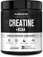 Jacked Factory Creatine + BCAAs - Creatine Monohydrate + BCAA Powder for Increased Post-Workout Recovery, Performance, Lean Muscle Growth, & Reduced Fatigue - 30 Servings, Unflavored