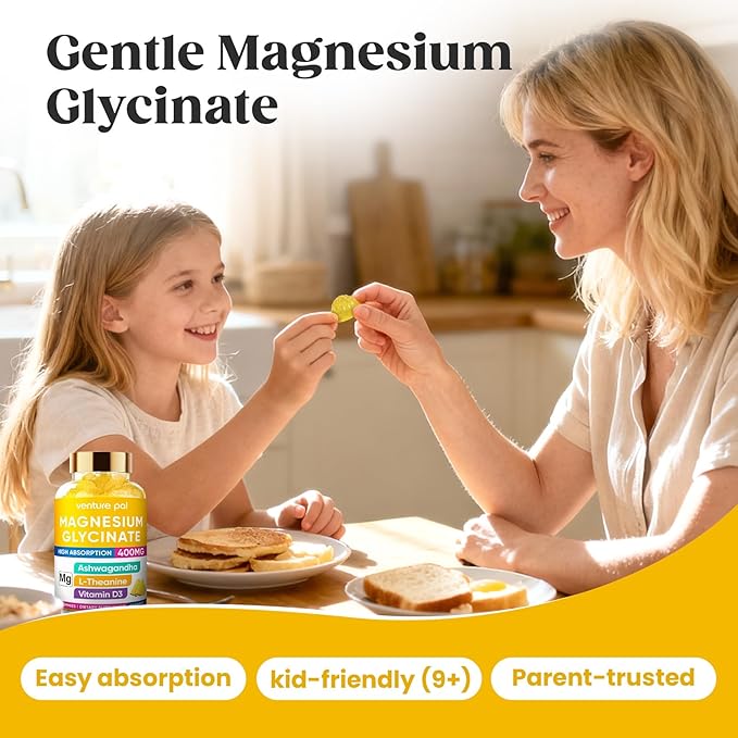 60 Day Supply Magnesium Glycinate 400mg Gummies with Ashwagandha, L-Theanine, CoQ10, Vitamin D3 & B6, Sugar Free Magnesium Gummies for Adults & Kids, Stress Relief, Sleep & Calm, Vegan, Gluten Free