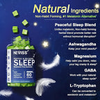 NEVISS Melatonin Free Sleep Aid Gummies for Adults - Magnesium Glycinate Gummies | GABA, L-Tryptophan, Magnesium, Ashwagandha - Non-Habit Forming, Help for Deep Relaxation - Vegan, Lemon Flavor, 1Pack