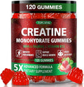 Creatine Gummies for Men & Women - Chewable Creatine Monohydrate Gummies with Taurine & Vitamin B12, 5g Creatine per Serving, Vegan, Strawberry Flavor, 120 Count