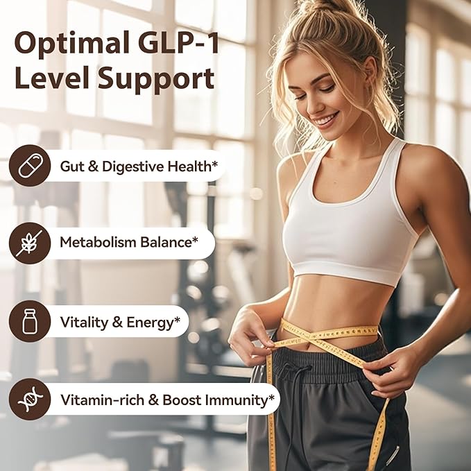 GLP-1 Supplement Shake & Meal Replacement Powder - with 12g Fiber to Promote Fullness, Supports Gut Health, Metabolism & Natural GLP-1 Booster, Sugar Free, Chocolate Coffee Flavor,10.58 OZ