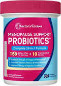 Doctor's Recipes Menopause Probiotic Supplements for Women, Black Cohosh for Menopause Hot Flashes, Probiotics with Ashwagandha, Dong Quai, Supports Energy, 60 Capsules