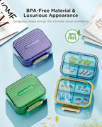 Small Pill Box, Acedada Travel Pill Case for Purse, Portable 7 Compartments Daily Pill Organizer, Compact Medicine Vitamin Container for Fish Oil & Supplements, Light Green
