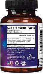 Multi Collagen Pills 2400 mg Per Serving - Advanced Types I, II, III, V, X - Hydrolyzed Multi Collagen Peptides Pills Supplement for Women & Men - Hair, Skin, & Nail Support Supplements - 60 Capsules