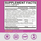 Probiotics for Women 100 Billion CFU 36 Strains, Women's Probiotic with Prebiotics & Digestive Enzymes, Organic Cranberry, Boost Digestive, Vaginal & Urinary Health, 30 Vegan Caps