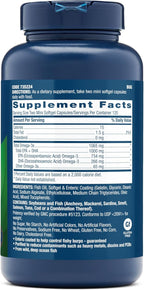 GNC Triple Strength Fish Oil Mini Omega 3 Supplement, 1000mg EPA and DHA, Supports Heart, Brain, Skin, Eye and Joint Health, 240 Mini Softgels
