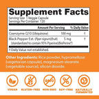 Doctor's Best High Absorption CoQ10 with BioPerine Supplement - Coenzyme Q10 Caps for Heart Health & Antioxidant Support, CoQ10 100mg for Women & Men, Non GMO, Naturally Fermented - 120 Veg Capsules