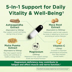 Caffeine Free Natural Energy Boost with Ashwagandha, Maca & Magnesium - Support Stress Relief, Focus & Mood - 60 Capsules by Innervis Nutrition