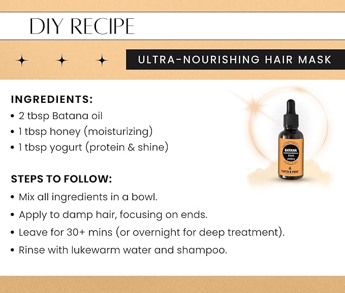 EARTH N PURE Batana Oil 100% Natural and Therapeutic Grade for Hair Growth and Healthy Skin 15 ML