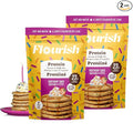 Flourish Protein Pancake & Waffle Mix, with Whey Protein & Flax Seed, No Added Sugar, High in Protein & Fiber - Just Add Water - Birthday Cake Flavour 16oz (2 pack)