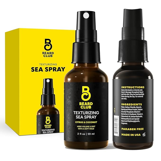 Beard Club Sea Salt Texture Spray for Men & Women - Thickening, Volumizing, Curl-Defining for All Hair Types - Paraben, Sulfate, Alcohol-Free