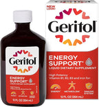 Geritol Liquid Vitamin and Iron Supplement, Energy Support, Contains High Potency B-Vitamins and Iron, Pleasant Tasting, Easy to Swallow, No Artificial Sweeteners, Non-GMO, 12 Oz