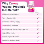 Vaginal Probiotics, 70 Billion CFU Probiotics for Women, 13-in-1 Womens Probiotic & Organic Prebiotics for Vaginal, Urinary, pH Balance, Immune, Gut & Digestive, Bloating Health - 4 Months Supply