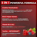 Creatine Monohydrate Gummies for Women & Men, Creatine with Taurine & B6, Chewable Creatina Pre Workout Gummies for Max Strength & Muscle Growth, Energy, Endurance, Creatine for Men & Women - 2 Packs