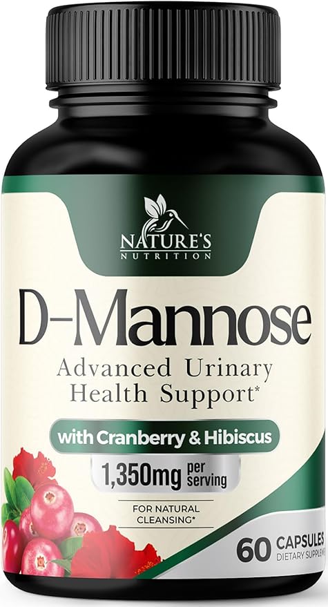 D-Mannose 1000mg Per Serving - Cranberry & Hibiscus - Effective Fast-Acting, Flush The Impurities for Bladder, Urinary Tract Health Support Supplement, for Women and Men, USA Bottled - 60 Capsules