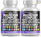 Clean Nutraceuticals Magnesium Complex with Magnesium Glycinate Citrate Malate Oxide Taurate Aspartate Orotate & Mag Chloride, Zinc Copper Manganese (90 Count (Pack of 2))