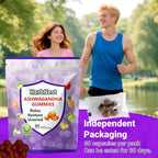 Ashwagandha Gummies & Vitamin D Gummy for Men & Women Tropical Flavor Vegan, Non-GMO, & Gluten Free Supplement 60 Count （ Individually Wrapped）