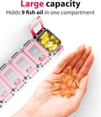 Weekly Pill Organizer 1 time a Day – Pill Box 7 Day with Enhanced Waterproof Seal, Large compartments Hold Big Vitamins & Supplements, Upgraded Locking lids, for Home & Travel use, Durable Hard case