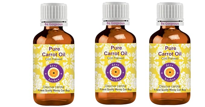 Deve Herbes Pure Carrot Oil (Daucus carota) Cold Pressed (Pack of Three)100ml X 3 (10 oz)