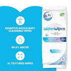 WaterWipes Sensitive Whole Body Cleansing Wipes, 99.9% Purified Water, XL Textured Wipes, Incontinence Care, Fragrance Free, 720 Count (24 Packs)