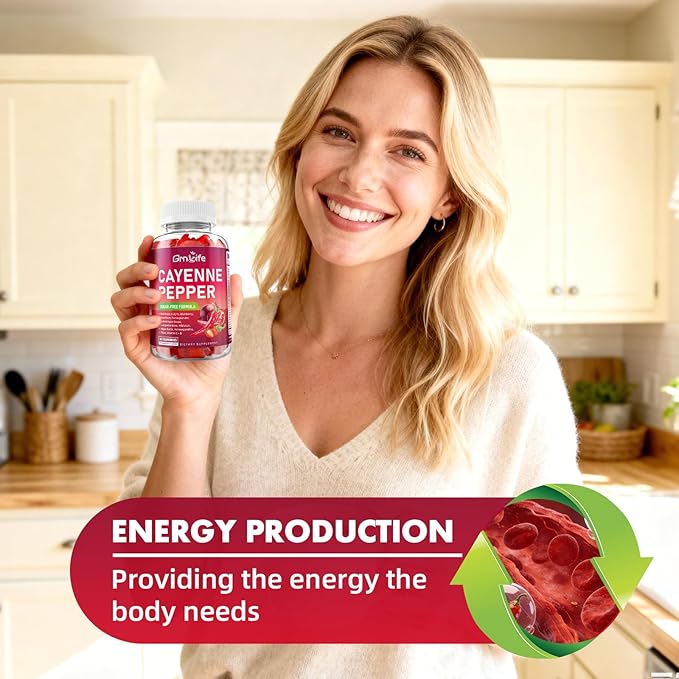 2 Pack Cayenne Pepper Beet Root Gummies, with Beetroot Garlic CoQ10 Hawthorn Berry Grape Seed Extract Olive Leaf Nattokinase Hibiscus Vitamin D Nitric Oxide, Support Overall Wellness, 120 Count