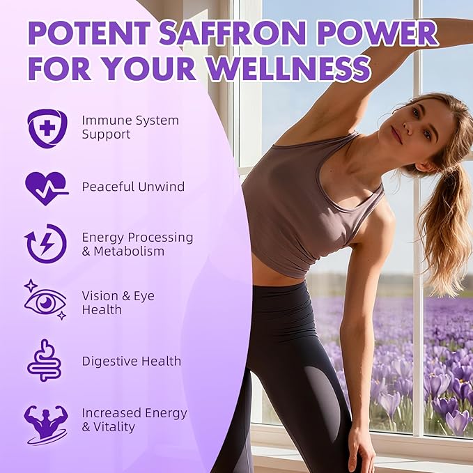 Saffron Gummies for Adult Kids - with Saffron 88.5mg, Vitamins D3 & B6, Magnesium, Zinc, Ashwagandha, L - Theanine, St. John's Wort - Supports Mood & Focus, Vegan, Raspberry Flavor, 60 Gummies