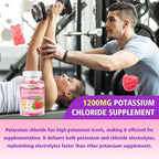 Potassium Gummies for Adults with 1200mg Potassium Chloride - Supports Muscle Health & Leg Cramps, Raspberry Flavor, 120 Count