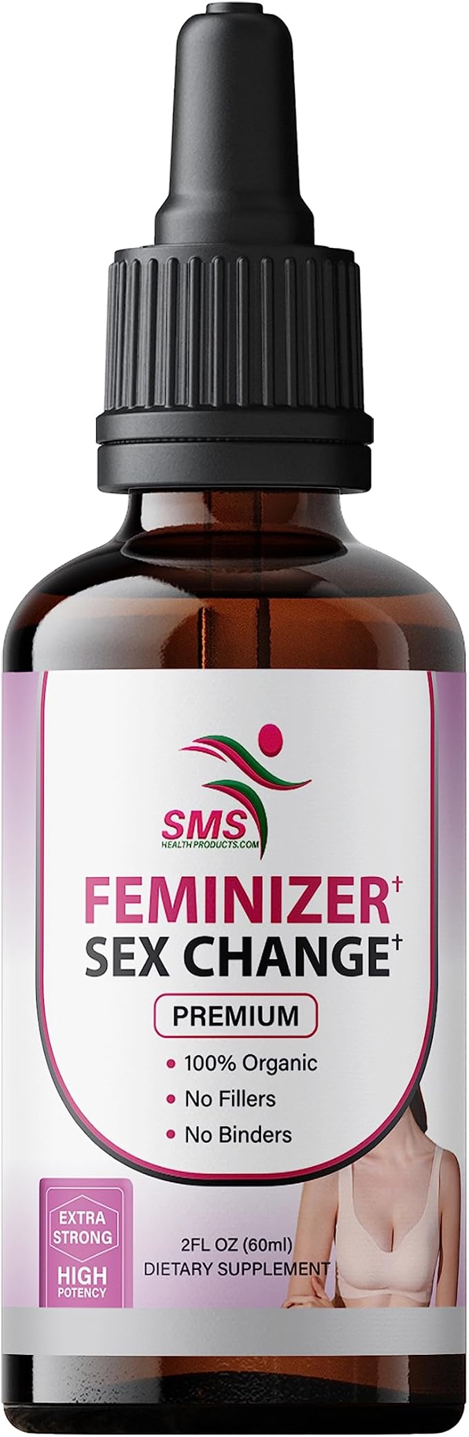 Feminizer by SMS, Pueraria Mirifica Drops for Estrogen | Premium Grade | Herbal Liquid Extract | Non-GMO, Organic, Vegan, Alcohol Free Tincture | 2 Fl Oz (60ml) | for Trans Women Ladyboy LGBT