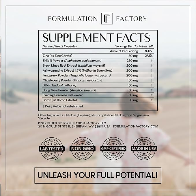 Formulation Factory She's Obsessed: 10-in-1 Hormone Balance Maximizer with Shilajit, Maca, Ashwagandha, DIM, Dong Quai, Zinc & More for Vitality & Balance 240 Count (Pack of 2)