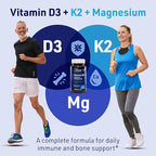 AgeImmune Brilliant D3+ Complex - 60 Capsules - 5000 IU Vitamin D3 + K2 + Magnesium Glycinate Supplement - Doctor Formulated for Immune & Bone Support - No Stearates, No Dioxides