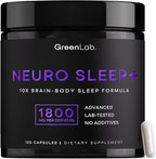 Green Lab® Neuro Sleep+ 10x Neuro-Body Sleep Aid Formula with GABA, L-Theanine, Ashwagandha, Melatonin and Magnesium | Sleep Supplement for Relaxation and Night Recovery - 120 Capsules