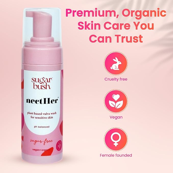 Sugarbush NectHer Plant Based Sensitive Intimate Foam Wash – Fragrance-Free & Hypoallergenic – Soothes Sensitive Skin – Vegan Formula – 5 oz