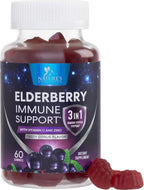Elderberry Gummies - Black Elderberry Extract Immune Support Gummy with Vitamin C, D3 and Zinc - Sambucus Immune Health Support Supplement for Kids & Adults, Black Elder Berry Vitamins - 60 Gummies