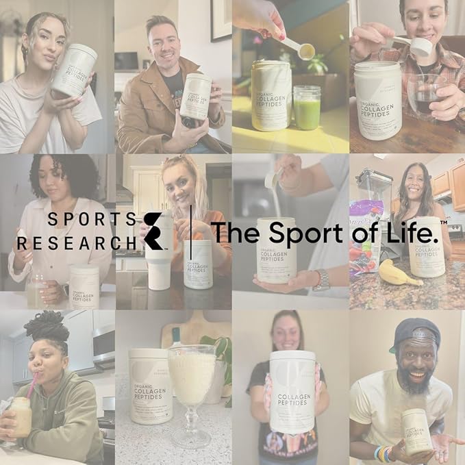 Sports Research® Multi Collagen Protein Powder - Food Sourced Collagen Peptides (Type I, II, III, V, X) with Hyaluronic Acid + Vitamin C - Gluten Free · Non-GMO · 30 Servings (Unflavored)