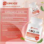 OMOGS CoQ10 400mg Softgels, Coenzyme Q10 High Absorption Supplements Support Heart Health, Cardiovascular Health, Immune System & Cellular Energy Production, Gluten Free, 60 Softgels