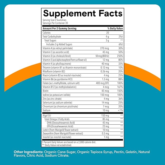 SmartyPants Teen Guy Plus Multi & Omegas Multivitamin Gummies with Omega 3 DHA/EPA, Vitamins D3, C, B12, B6, A, K, Zinc, Folate, Gluten Free, Clean Label, Pineapple Orange, 60 Gummies (30 Day Supply)