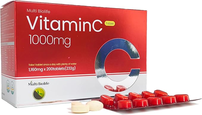 Vitamin C 1000mg (200 Tablets) - Supports a Immune System & Anti-oxidant Protection | Gluten Free - Made in Korea