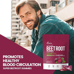 VivoNu Beet Root Gummies 8-in-1 Premium Energy Supplement with CoQ10, Beetroot Extract, Grape Seed Extract, Black Pepper Extract, Vitamins C & B12, L-Arginine & L-Citrulline